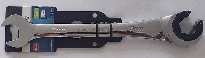 Hogert 17mm Ratchetting Flare Nut Open End Wrench