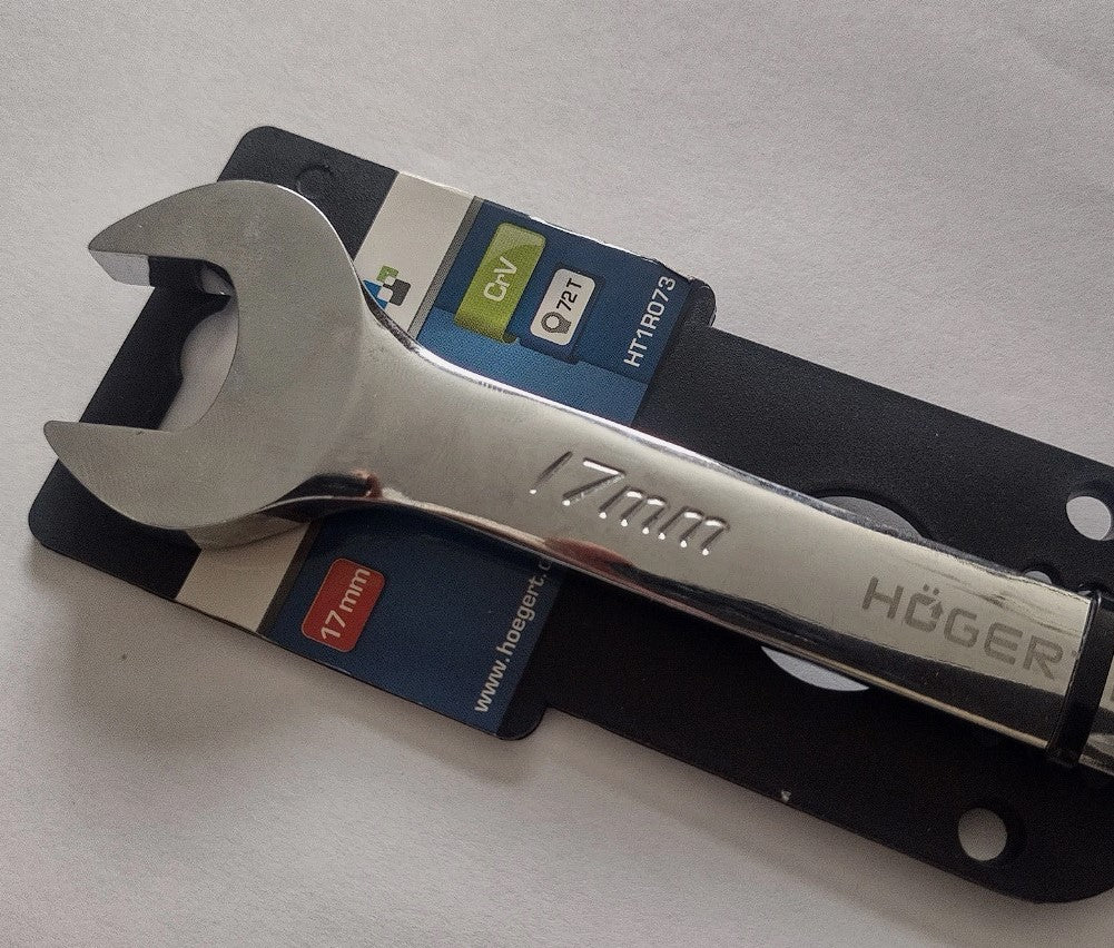 Hogert 17mm Ratchetting Flare Nut Open End Wrench
