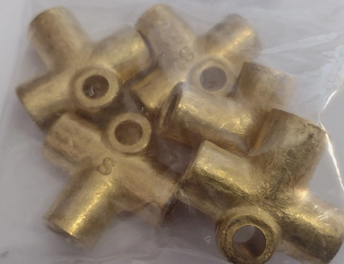 3 Way Brake Pipe T Connector 10mm for 3/16" Pipe Pack of 5