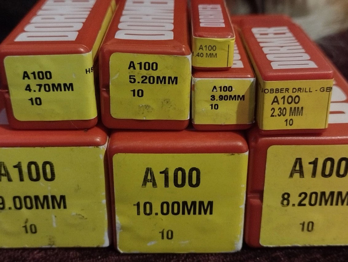 Dormer A100 Jobber Drill HSS DIN338RN Metric 1.4/2.3/3.9/4.7/5.2/8.2/9.00/10mm
