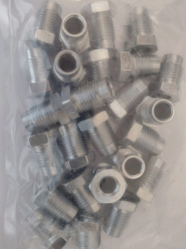 M12 x 1.25mm Brake Pipe Nuts Male Pack of 25 for 1/4" Pipe