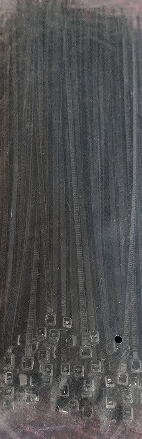 200 x 2.5mm Black Cable Ties Nylon Zip Ties Pack of 100