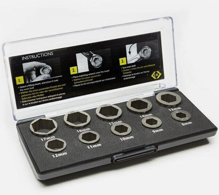 CK 10pc Damaged Nut and Bolt Extractor Set T4360