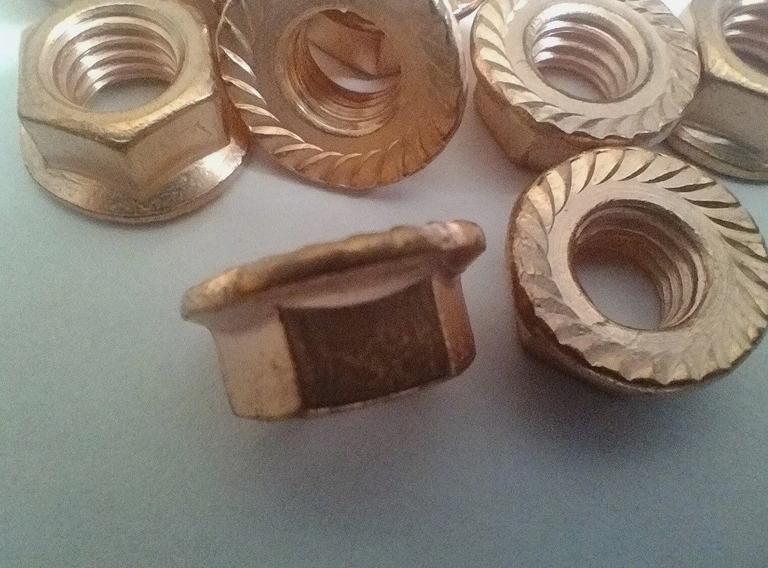M8/M10 Copper Flashed Exhaust Manifold Flanged Nuts (10)