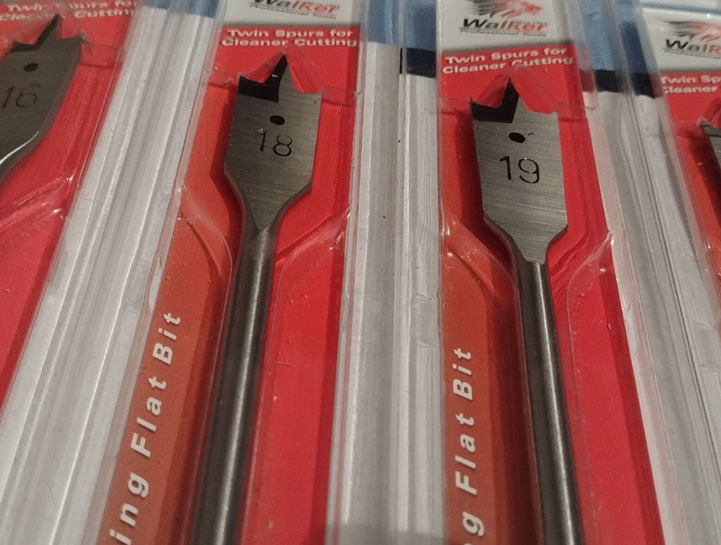 6 - 38mm Flat Wood Long Drill Bit Twin Spur 400mm