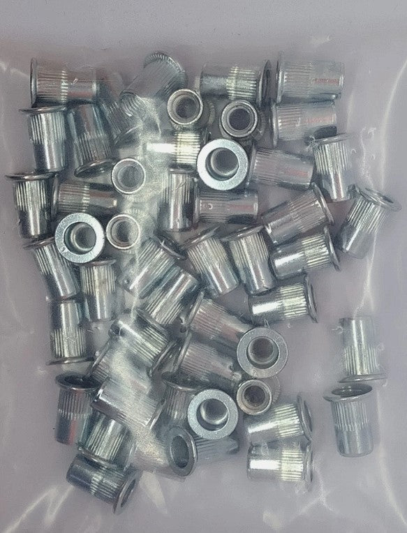 6/8/10mm Steel Flanged Nutserts / Rivnuts (50)