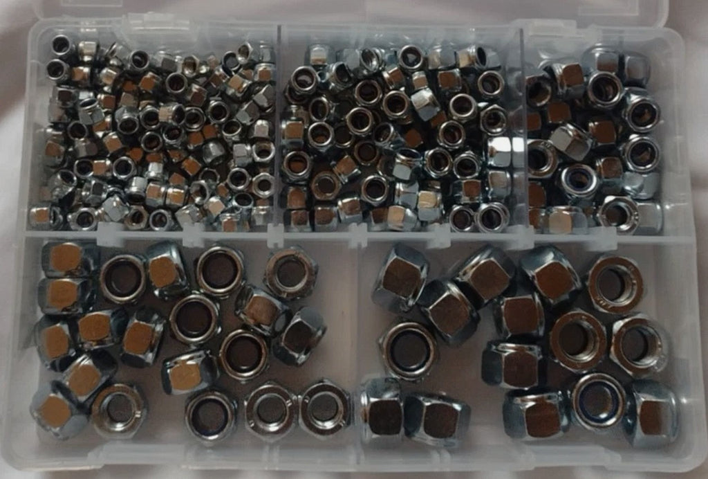 300 Piece Nylon Lock Nut Assortment M5-M12 BZP Nyloc