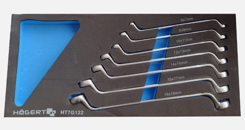 Hogert Offset Double End Ring Spanner Set in Foam 6-19mm
