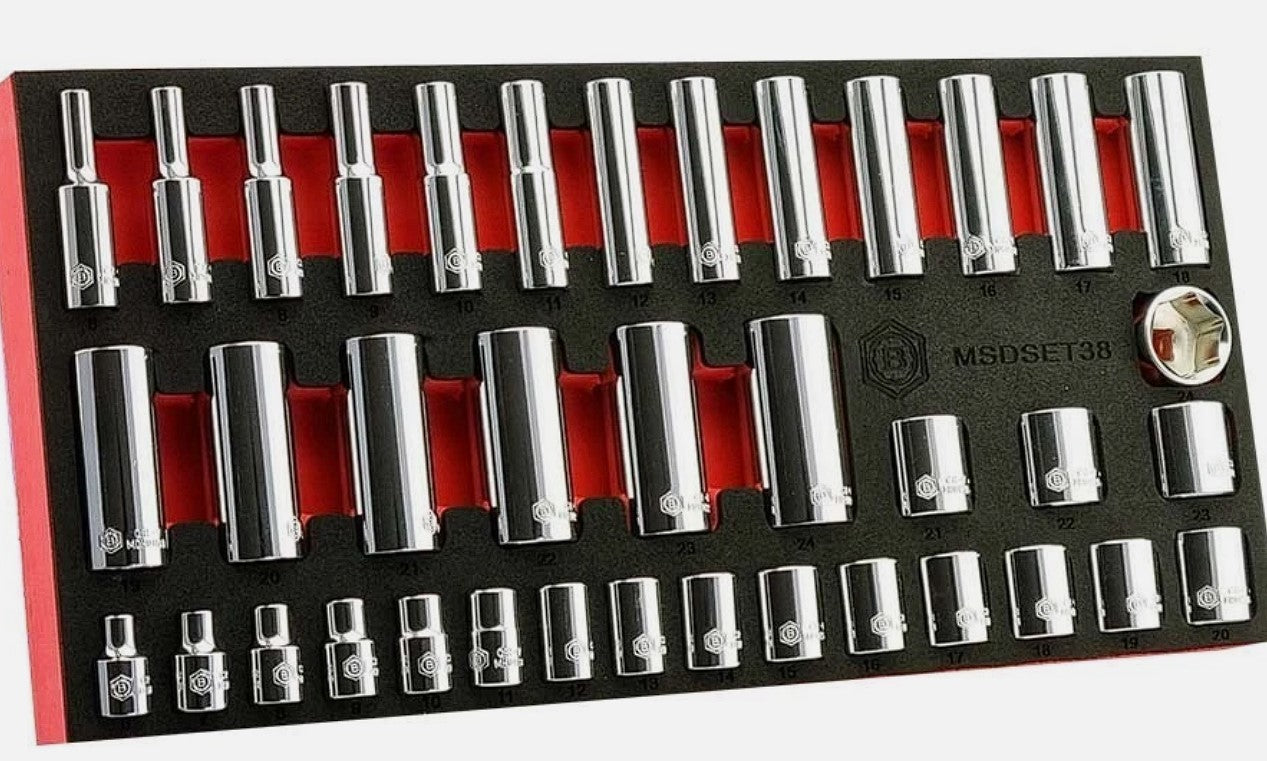 Britool 3/8" Drive Standard and Deep Socket Set 38 Piece 6-24mm