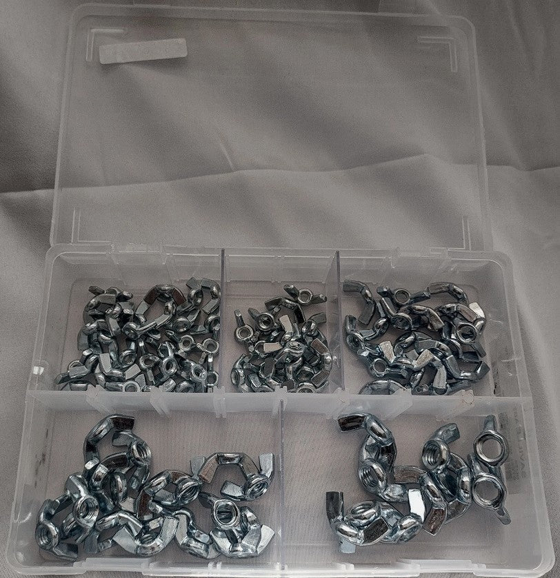 Wing Nut Assortment Metric M4 M5 M6 M8 M10 BZP 100 Piece
