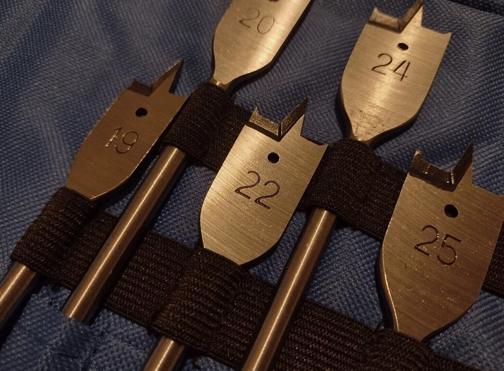 13 Pc Flat Wood Drill Set in Tool Pouch 6/8/10/11/13/14/16/18/19/20/22/24/25mm